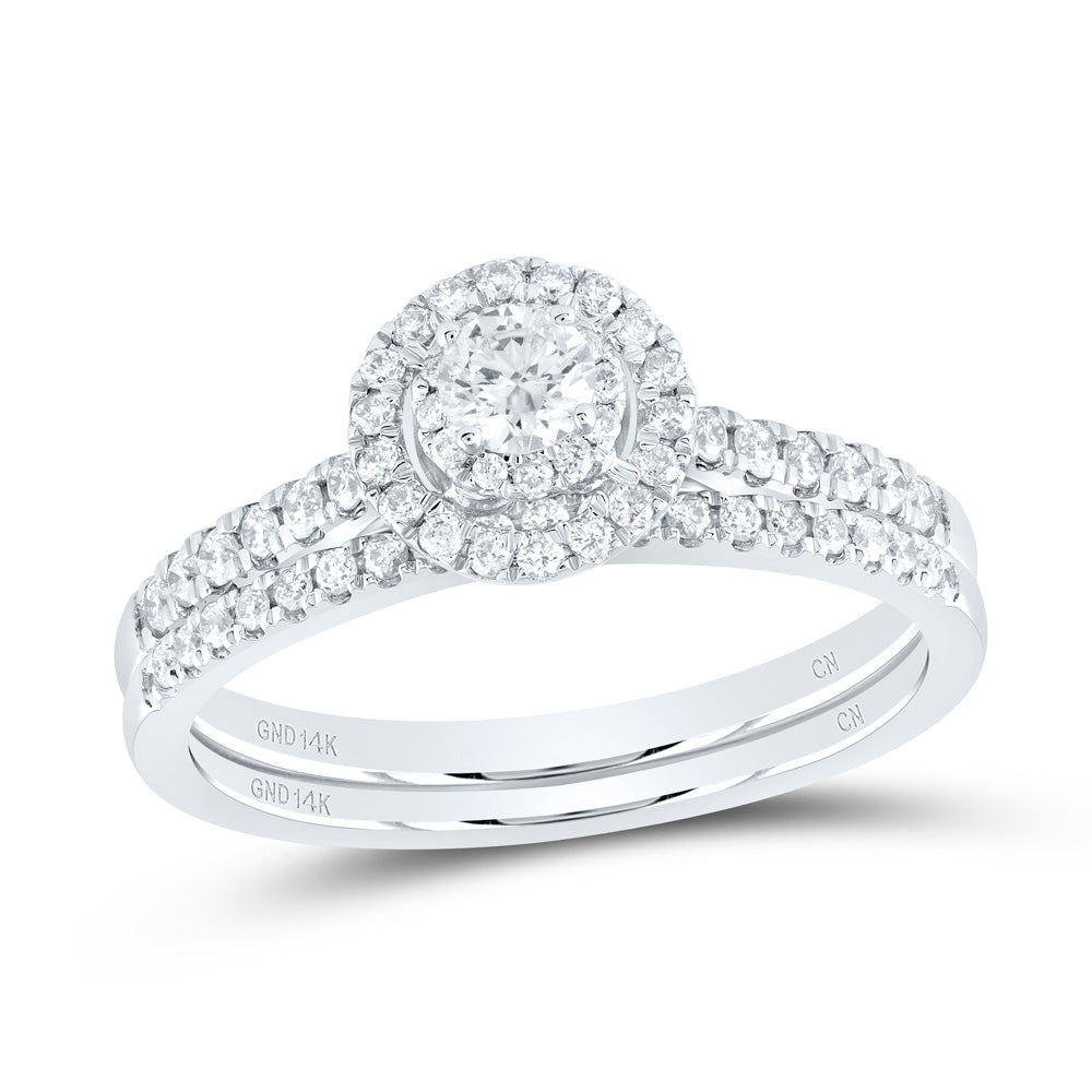 1/2Ctw-Nat Dia Cn Round Double Halo Bridal Set (3.83 grams)