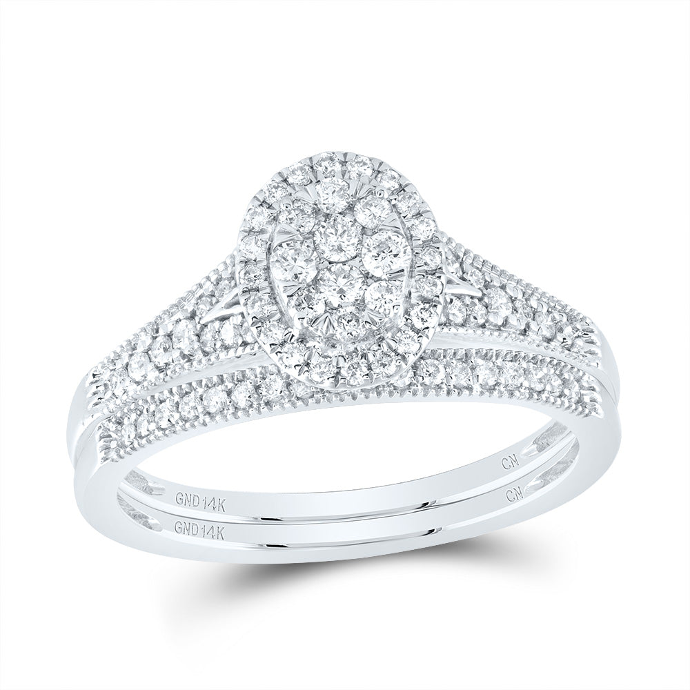 3/8Ctw-Nat Dia Cn Oval Single Halo Bridal Set (3.55 grams)