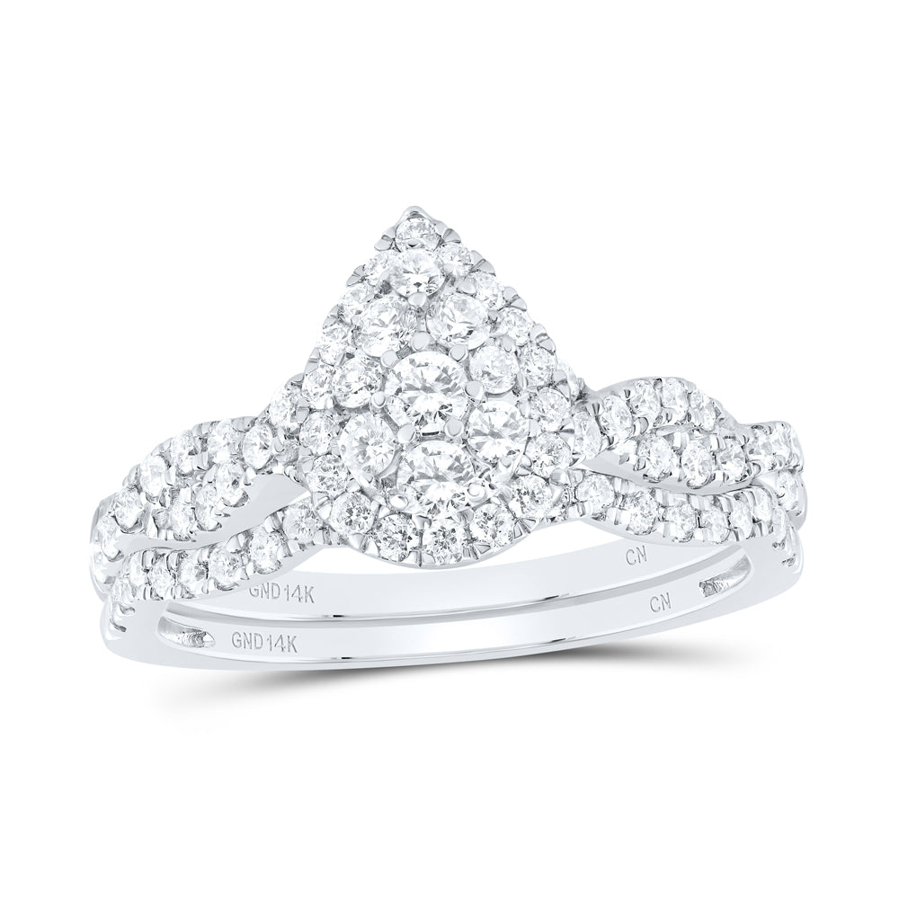 3/4Ctw-Nat Dia Cn Pear Single Halo Bridal Set (3.62 grams)