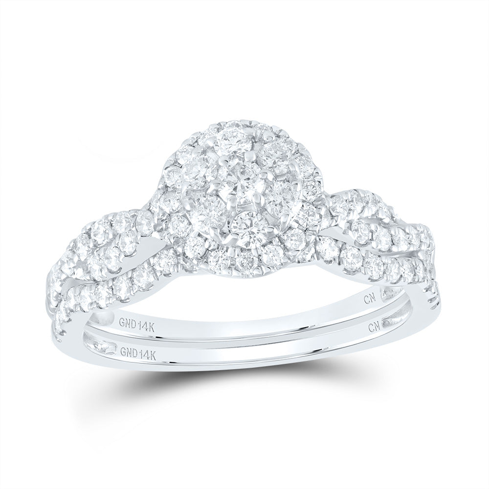 3/4Ctw-Nat Dia Cn Round Single Halo Bridal Set (3.63 grams)