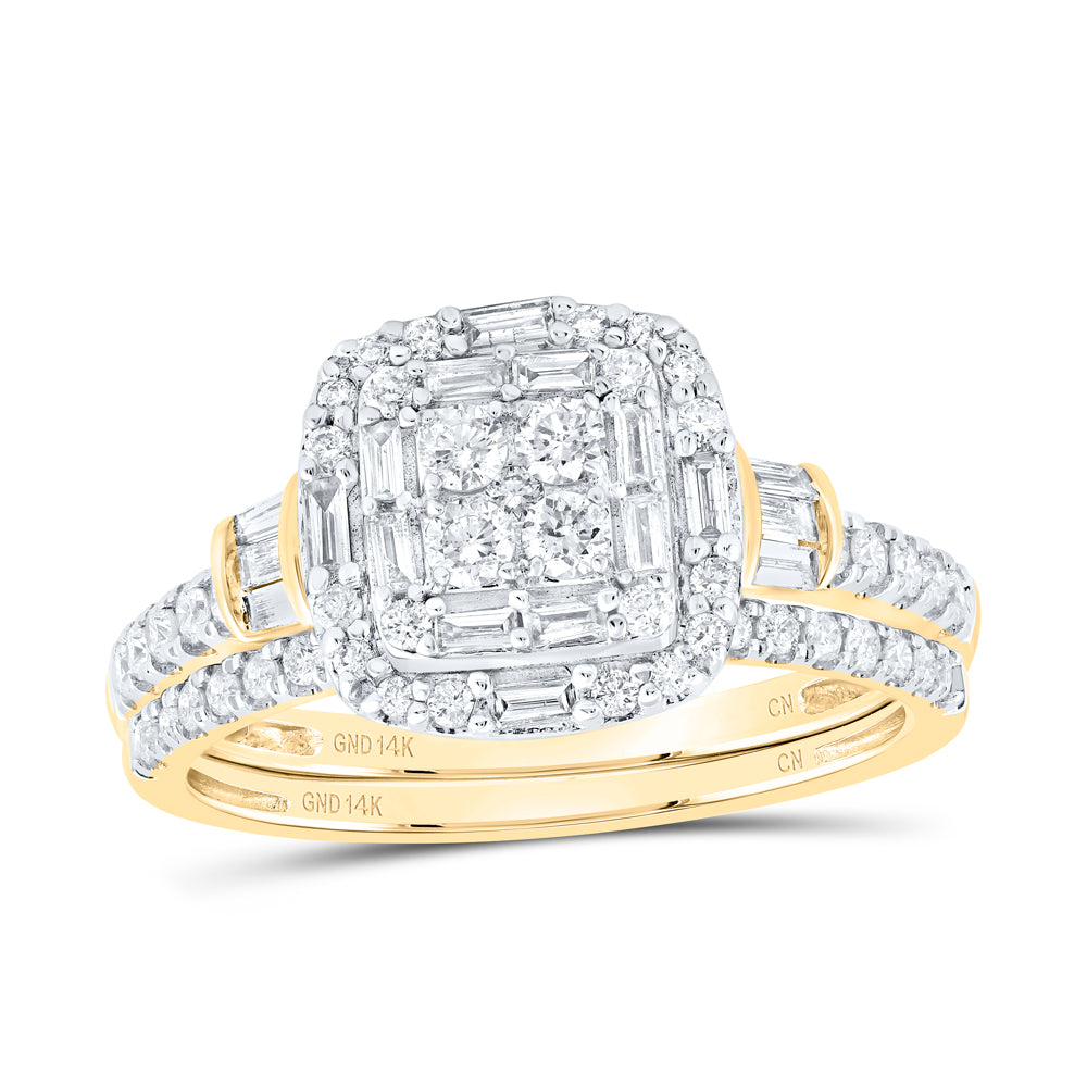 3/4Ctw-Nat Dia Cn Cushion Single Halo Bridal Set (3.63 grams)