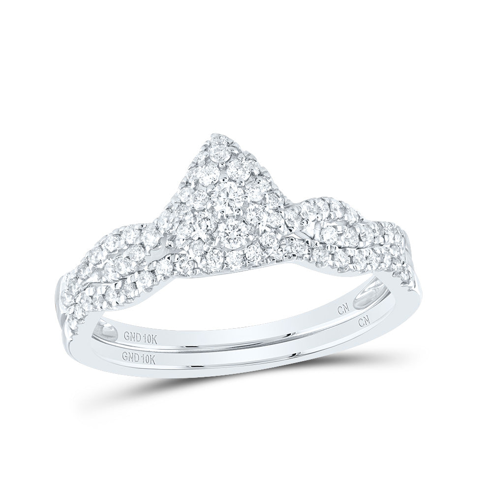 3/8Ctw-Nat Dia Cn Pear Single Halo Bridal Set (2.98 grams)
