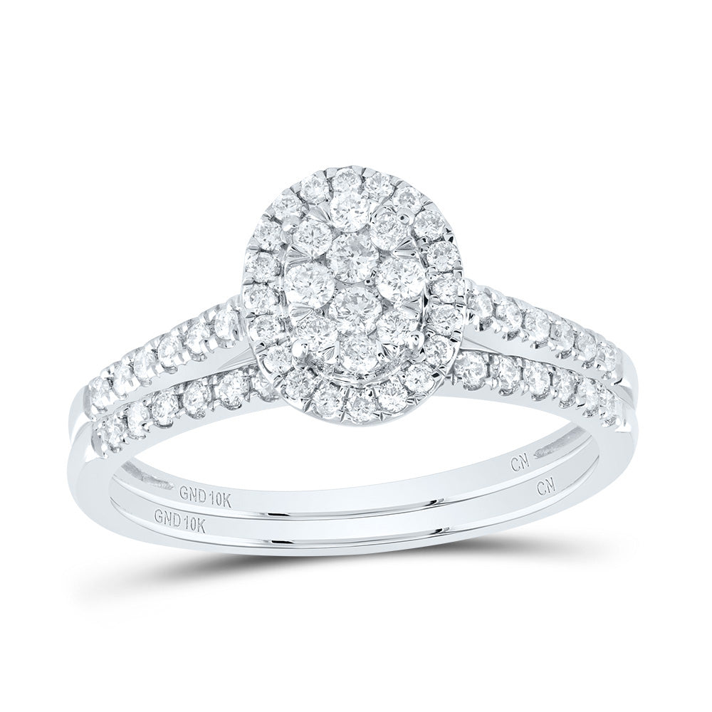 3/8Ctw-Nat Dia Cn Oval Single Halo Bridal Set (2.95 grams)