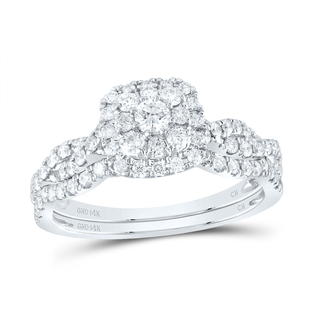 3/4Ctw-Nat Dia Cn Cushion Single Halo Bridal Set (3.73 grams)