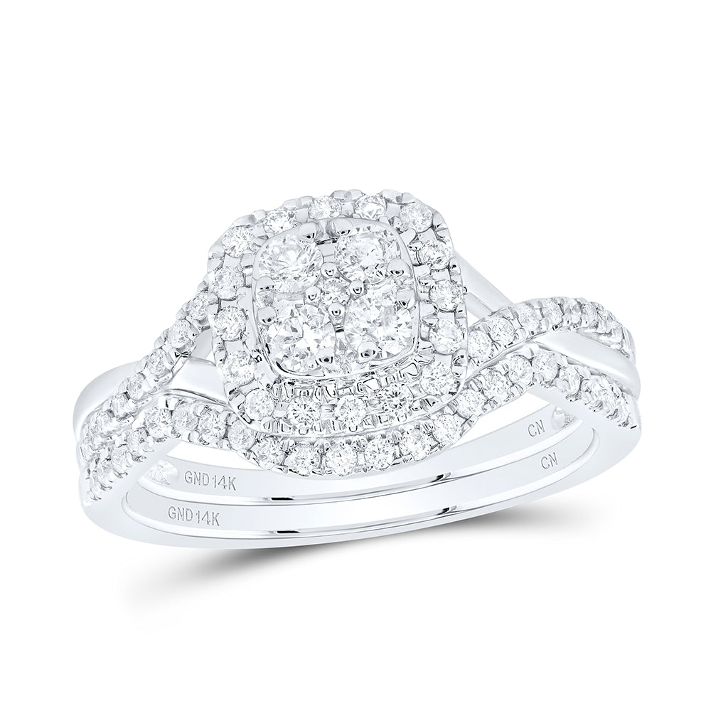 1/2Ctw-Nat Dia Cn Cushion Single Halo Bridal Set (4.7 grams)