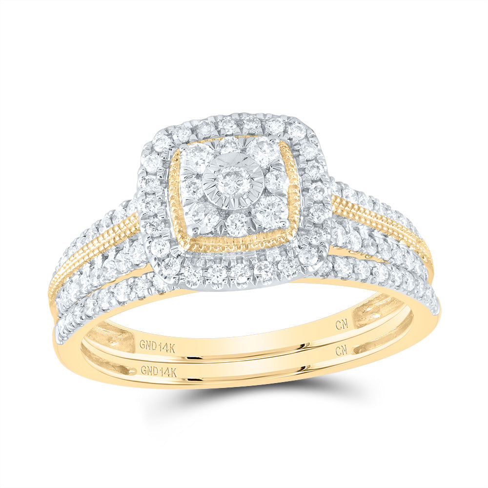 1/2Ctw-Nat Dia Cn Cushion Single Halo Bridal Set (3.68 grams)