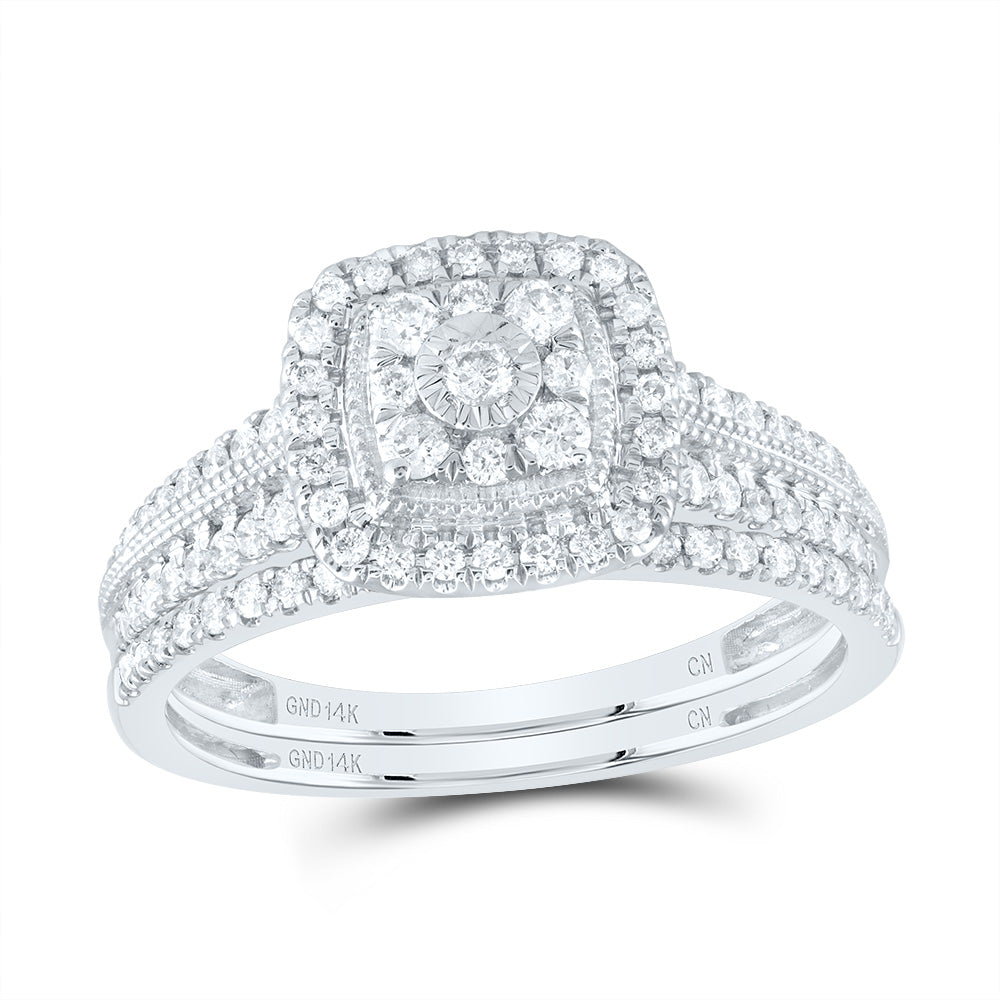 1/2Ctw-Nat Dia Cn Cushion Single Halo Bridal Set (3.5 grams)