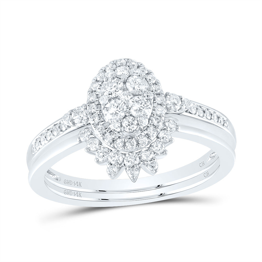 1/2Ctw-Nat Dia Cn Oval Single Halo Bridal Set (4.03 grams)