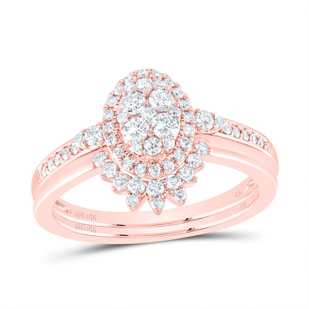 1/2Ctw-Nat Dia Cn Oval Single Halo Bridal Set (4.03 grams)