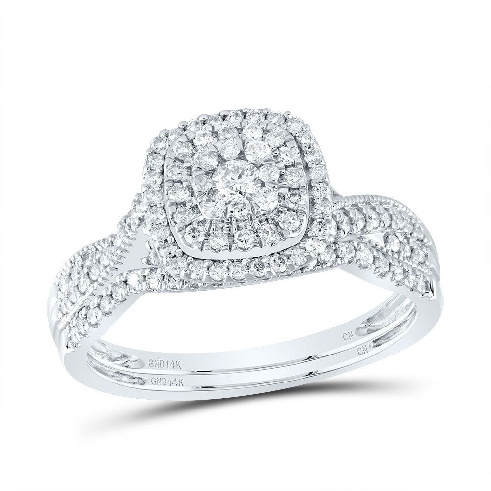 1/2Ctw-Nat Dia Cn Cushion Double Halo Bridal Set (3.68 grams)