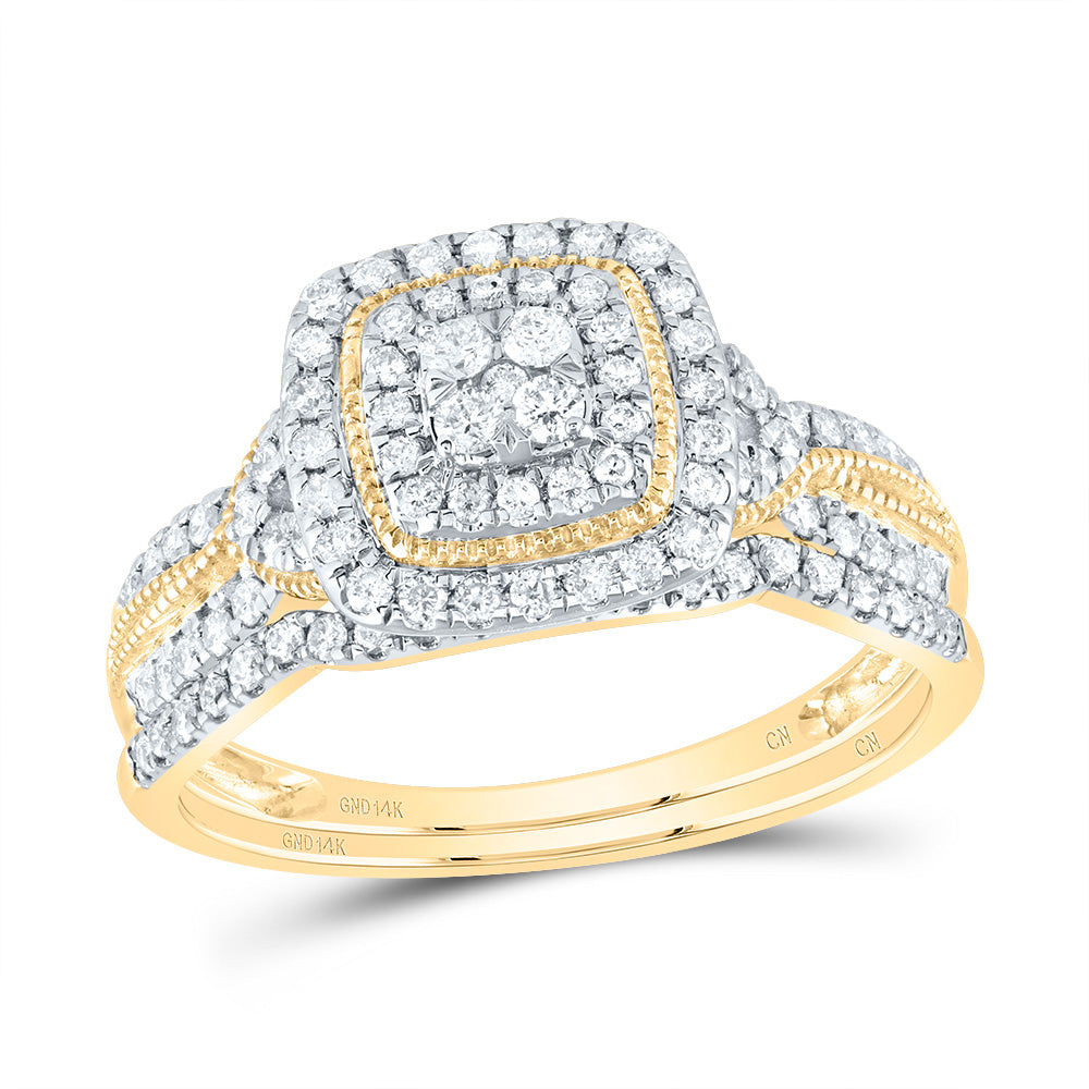 1/2Ctw-Nat Dia Cn Cushion Double Halo Bridal Set (3.58 grams)