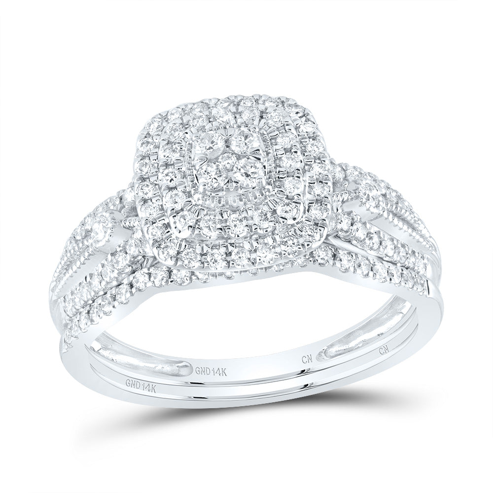 1/2Ctw-Nat Dia Cn Cushion Double Halo Bridal Set (3.83 grams)