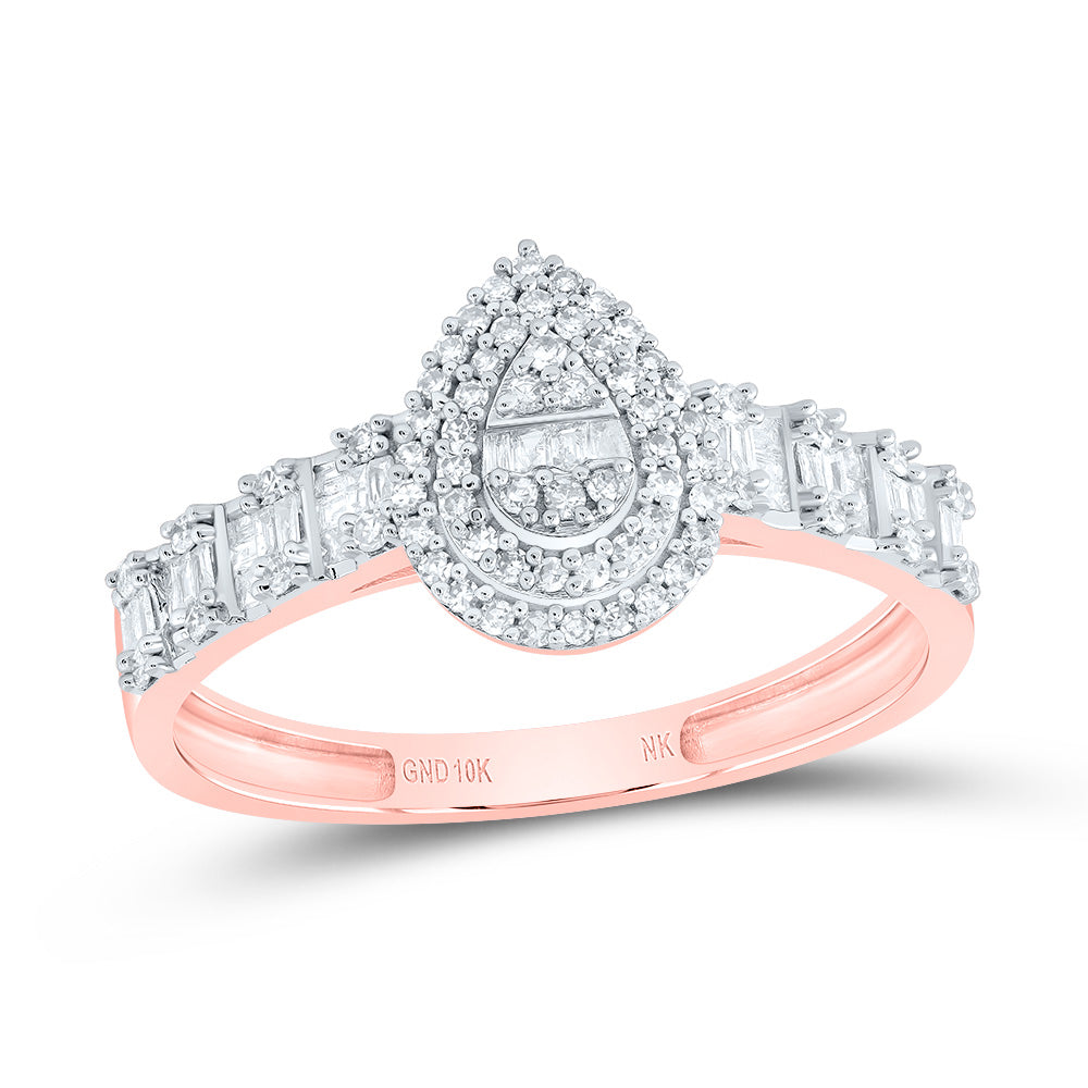 1/2Ctw-Nat Dia Nk Fashion Pear Ladies Ring  (2.17 grams)