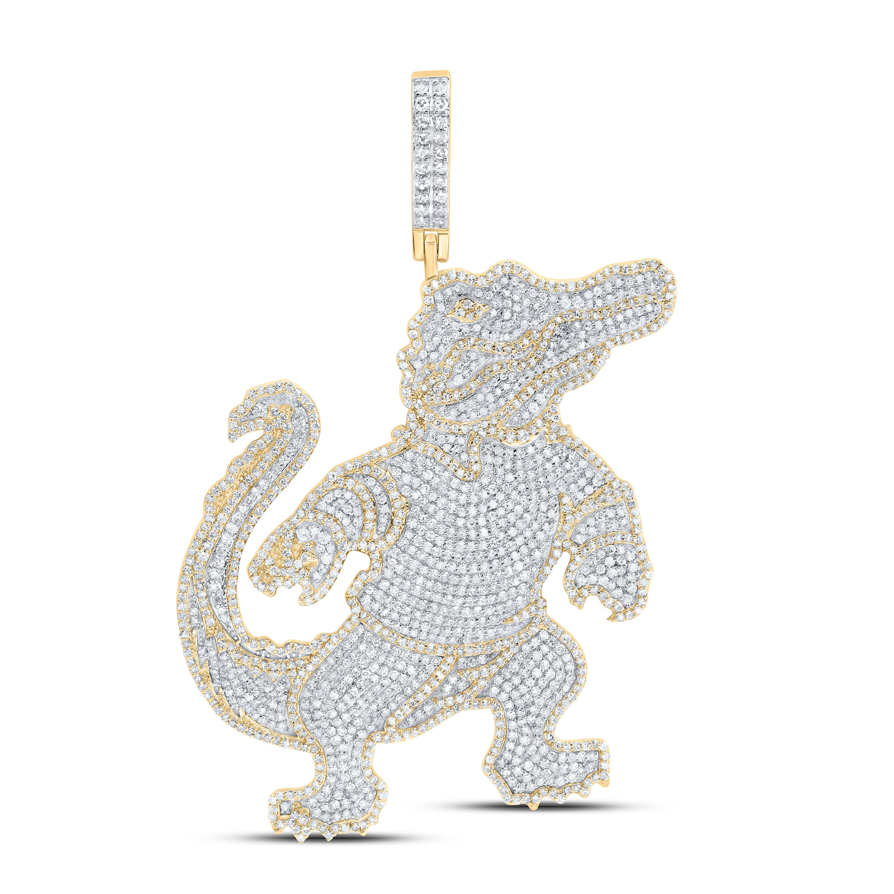 10Kt Gold 3 3/8Ctw-Dia Nk Crocodile Mens Charm