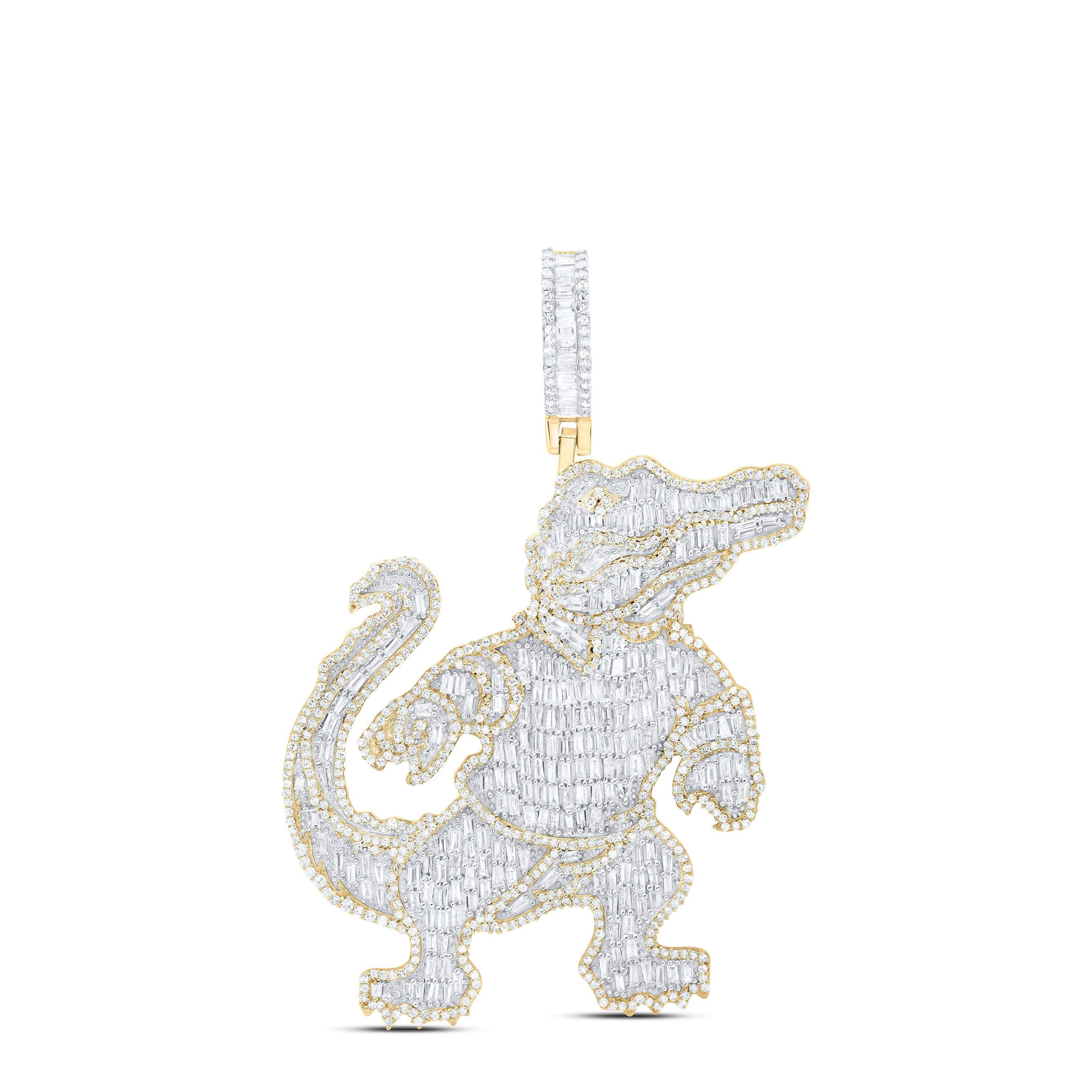 10Kt Gold 3 3/8Ctw-Dia Cn Crocodile Mens Charm