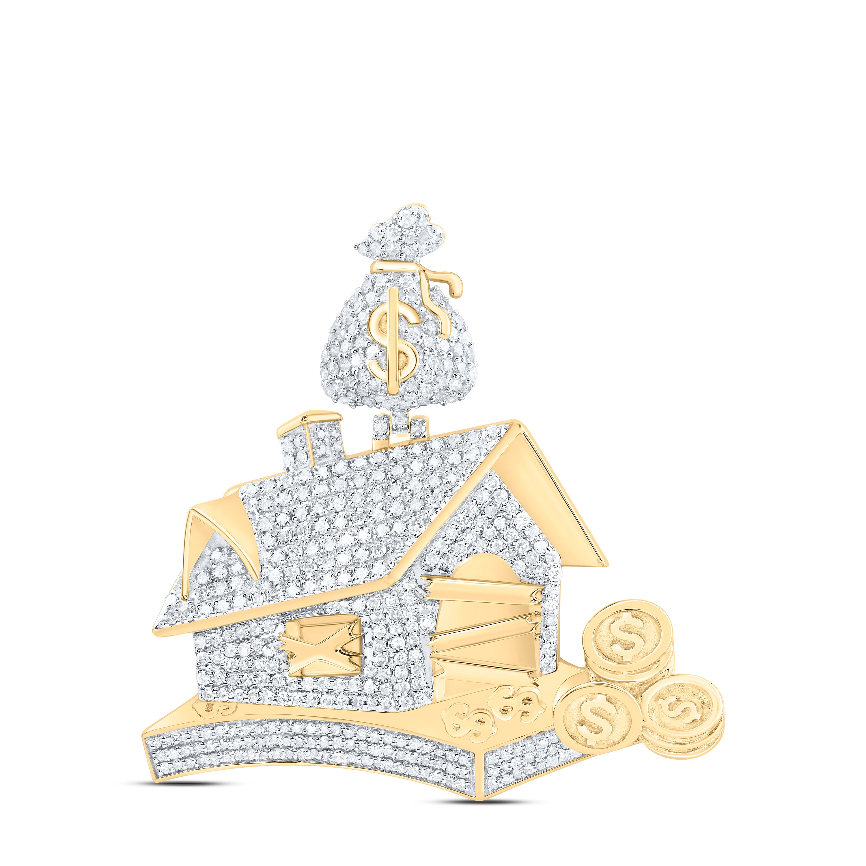 10Kt Gold 1 5/8Ctw-Dia Nk Money House Mens Charm