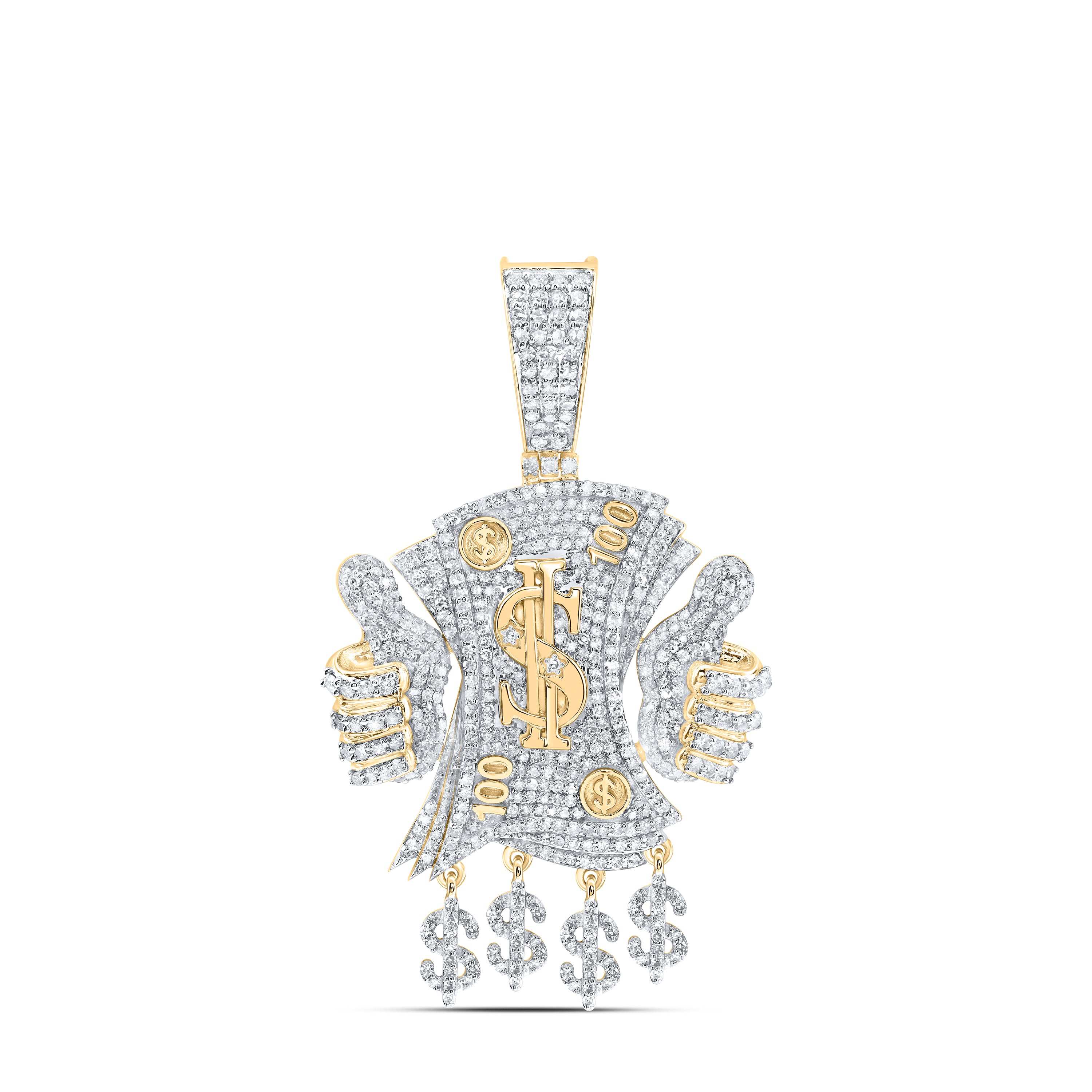 10Kt Gold 2Ctw-Dia Nk Money Hand Mens Charm