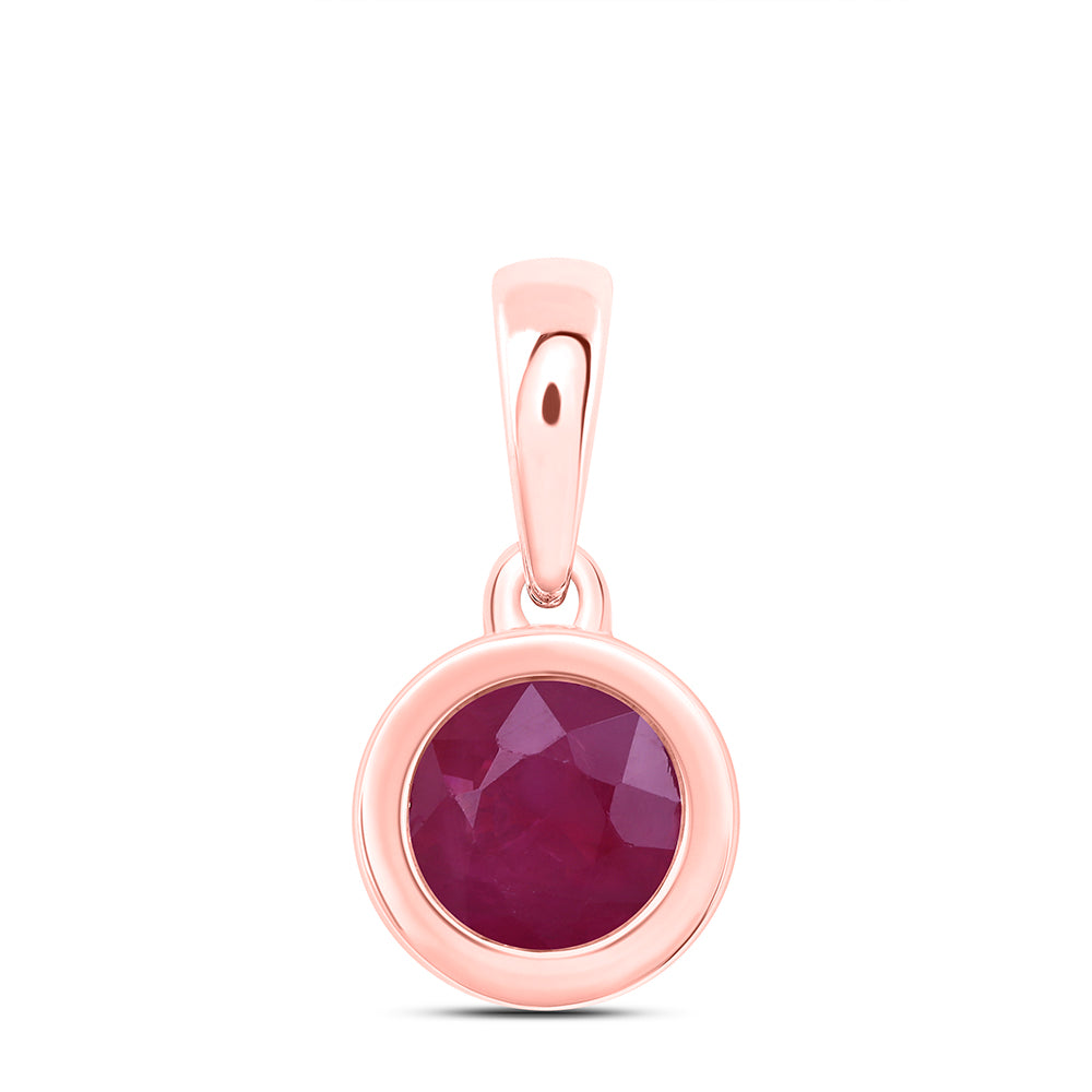 10Kt Gold 4 Mm-Dia Ruby-Rd Nat Gem Round Pendant