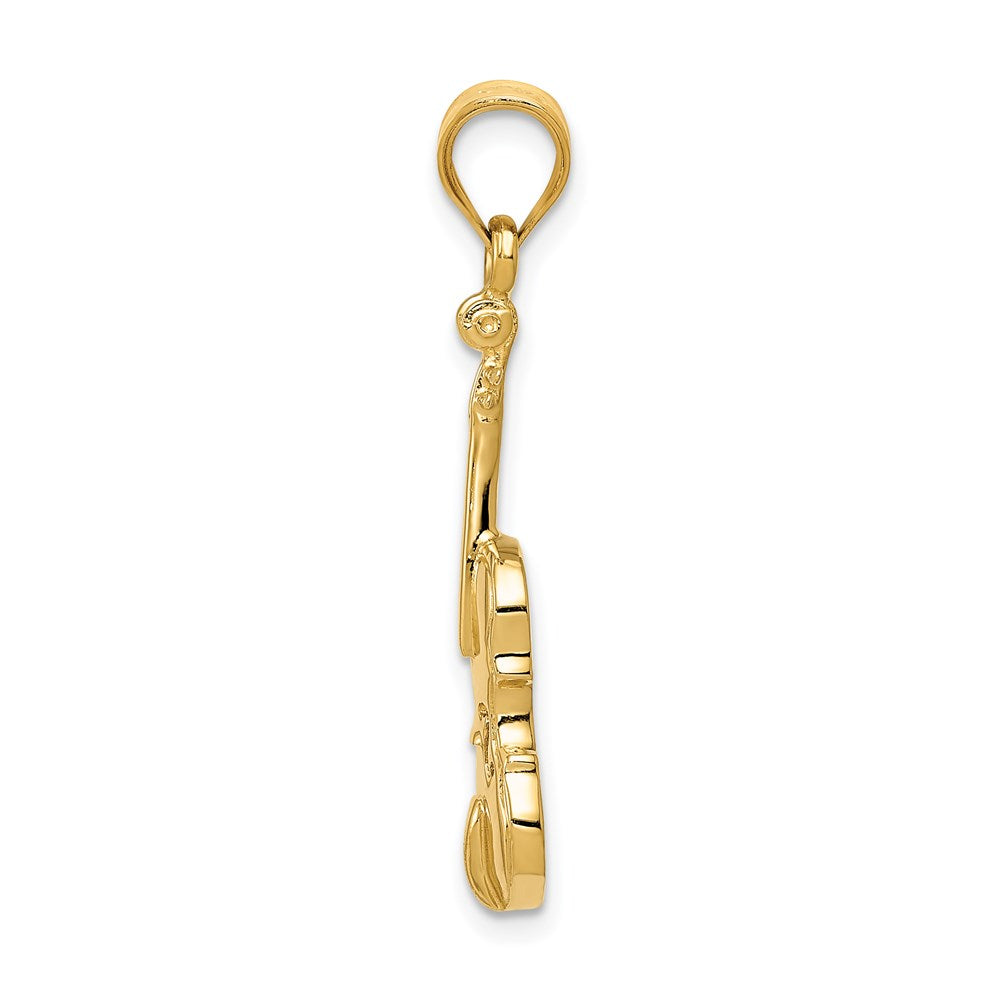 14k Yellow Gold 8 mm 2D Violin Charm (1.67 grams)