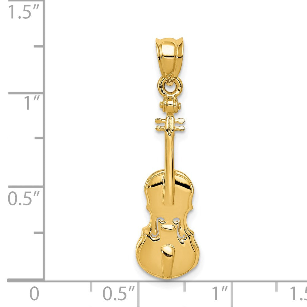 14k Yellow Gold 8 mm 2D Violin Charm (1.67 grams)