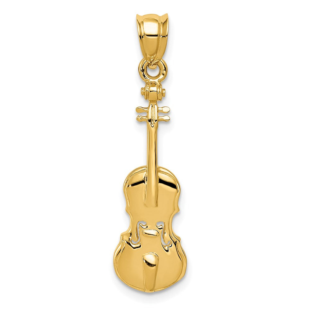 14k Yellow Gold 8 mm 2D Violin Charm (1.67 grams)
