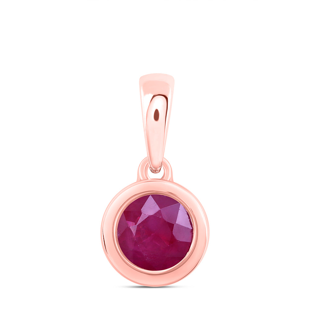 10Kt Gold 5 Mm-Dia Ruby-Rd Nat Gem Round Pendant