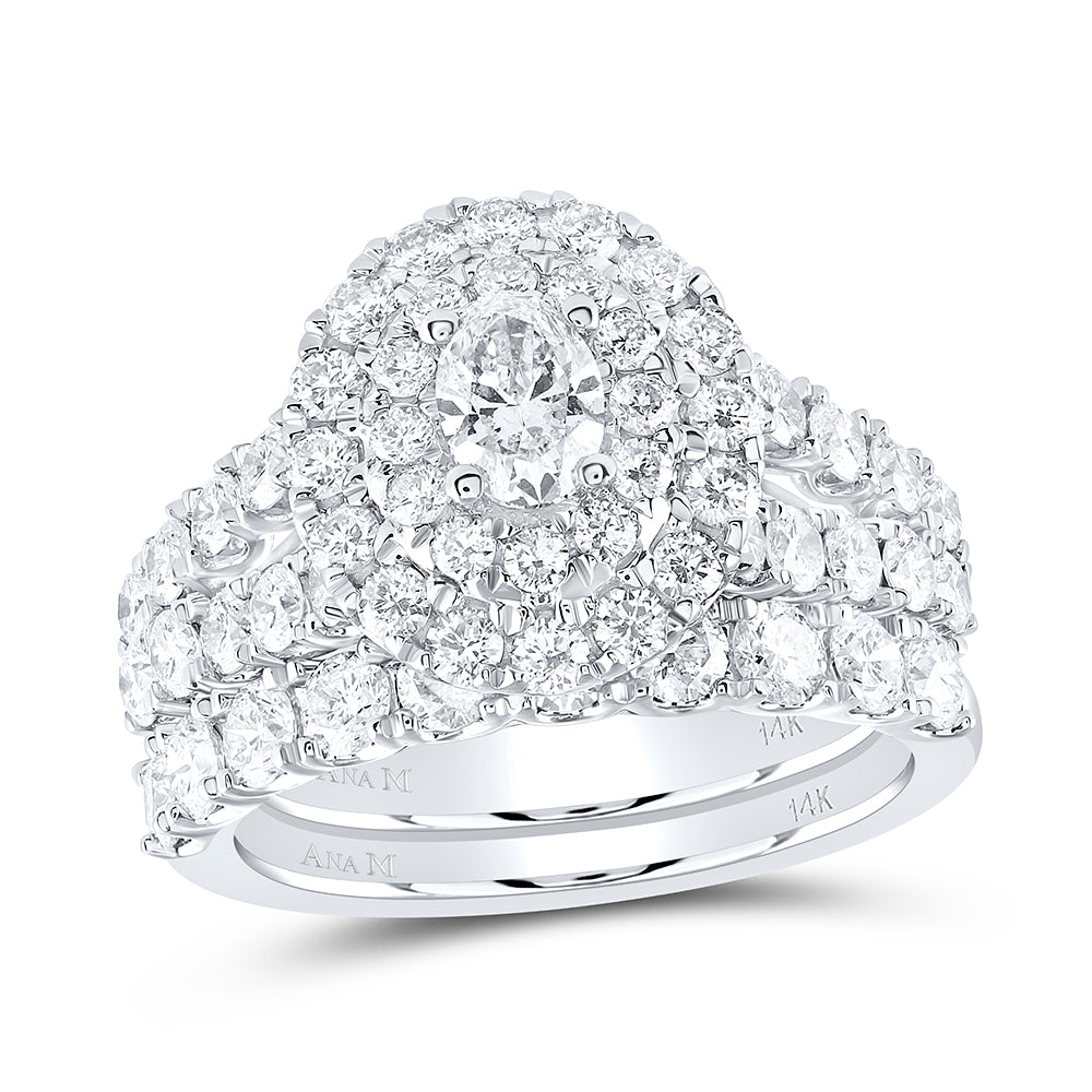 2 3/4Ctw-Nat Dia Ana M 3/8Ct-Cov Double Halo Bridal Set (7.86 grams)