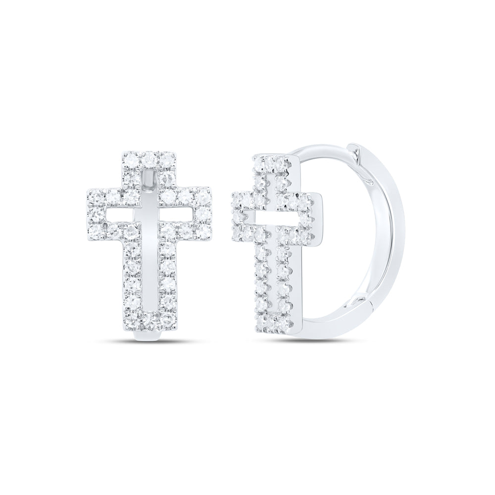 10Kt Gold 1/3Ctw-Dia Cn Fashion Cross Huggies Earring
