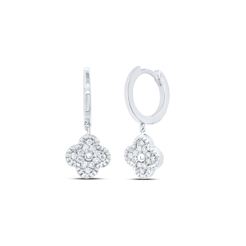 10Kt Gold 1/6Ctw-Dia Nk Clover Dangling Earring