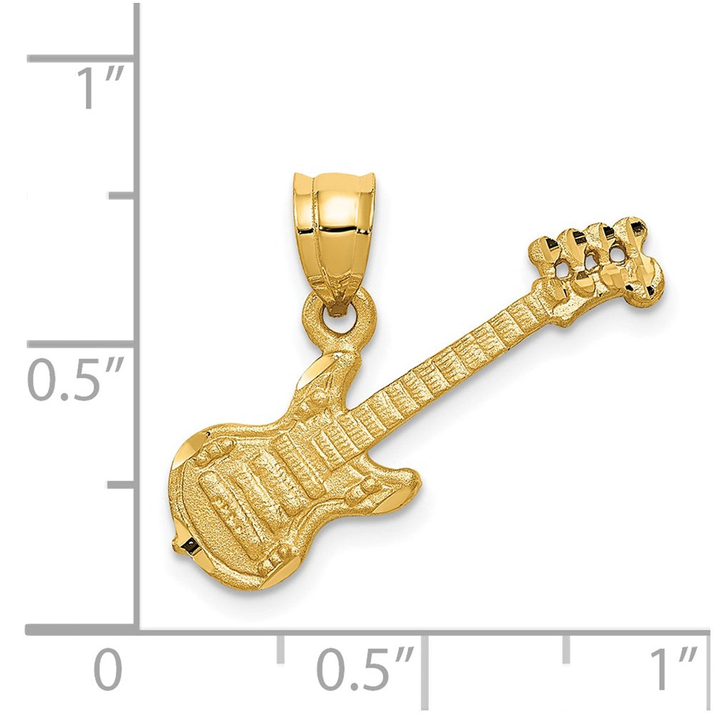 14k Yellow Gold 25 mm 3D Guitar Charm (1.82 grams)