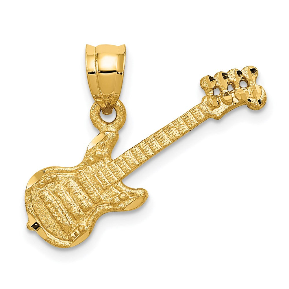14k Yellow Gold 25 mm 3D Guitar Charm (1.82 grams)