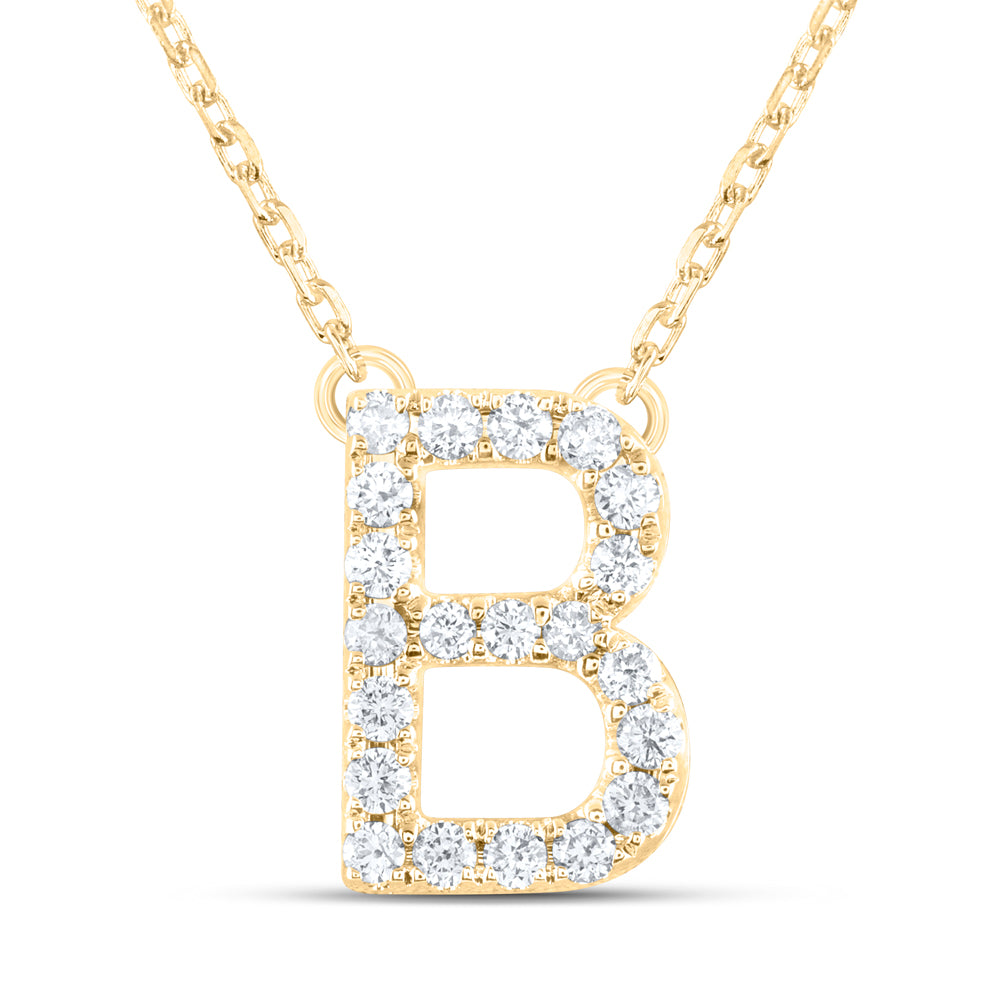 14Kt Gold 1/4Ctw-Diamond Ana M Initial B" Fashion Necklace (16 Inch) "