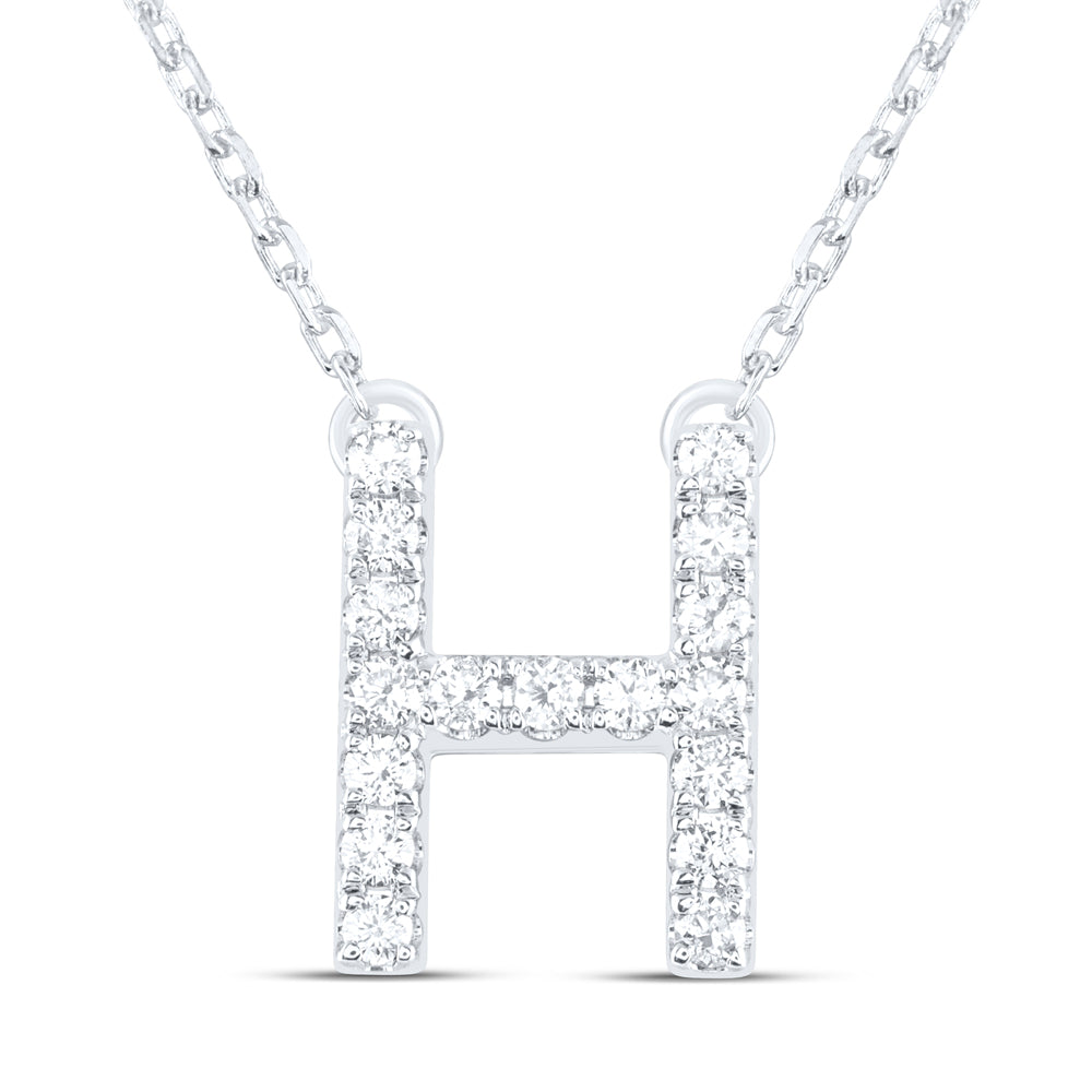 14Kt Gold 1/5Ctw-Diamond Ana M Initial H" Fashion Necklace (16 Inch) "