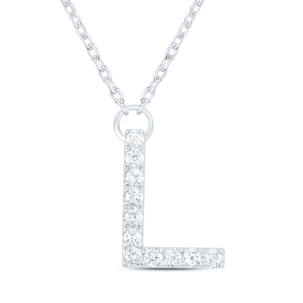 14Kt Gold 1/8Ctw-Diamond Ana M Initial L" Fashion Necklace (16 Inch) "