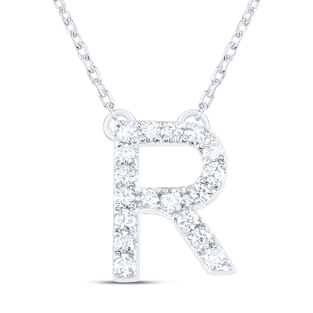 14Kt Gold 1/5Ctw-Diamond Ana M Initial R" Fashion Necklace (16 Inch) "