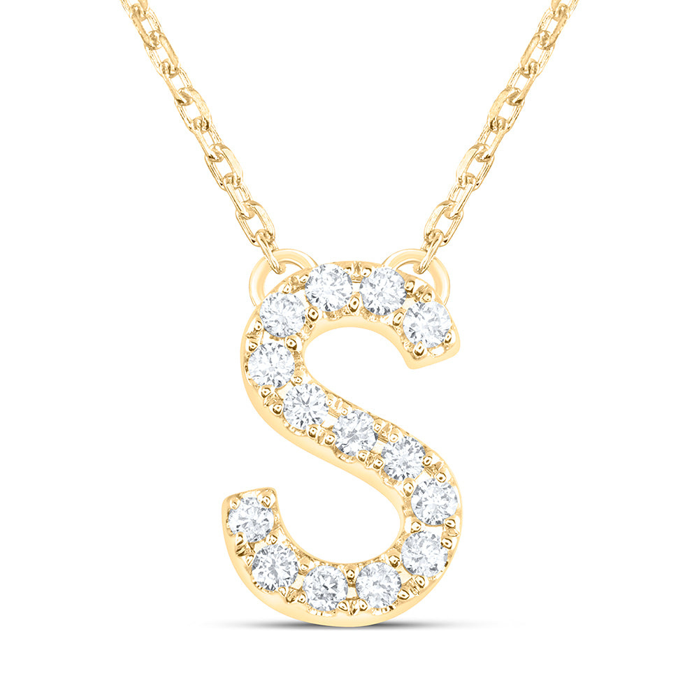 14Kt Gold 1/6Ctw-Diamond Ana M Initial S" Fashion Necklace (16 Inch) "