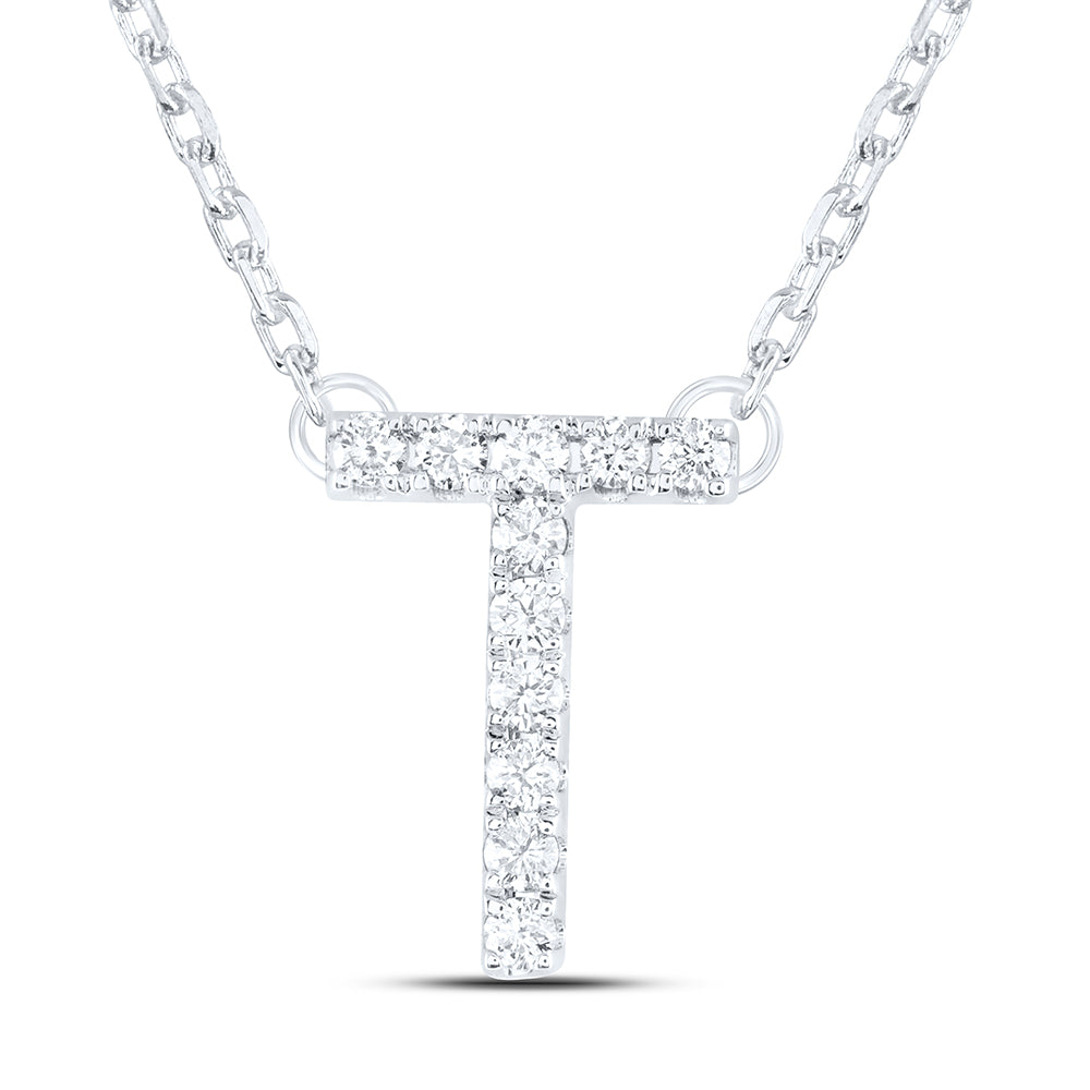 14Kt Gold 1/8Ctw-Diamond Ana M Initial T" Fashion Necklace (16 Inch) "