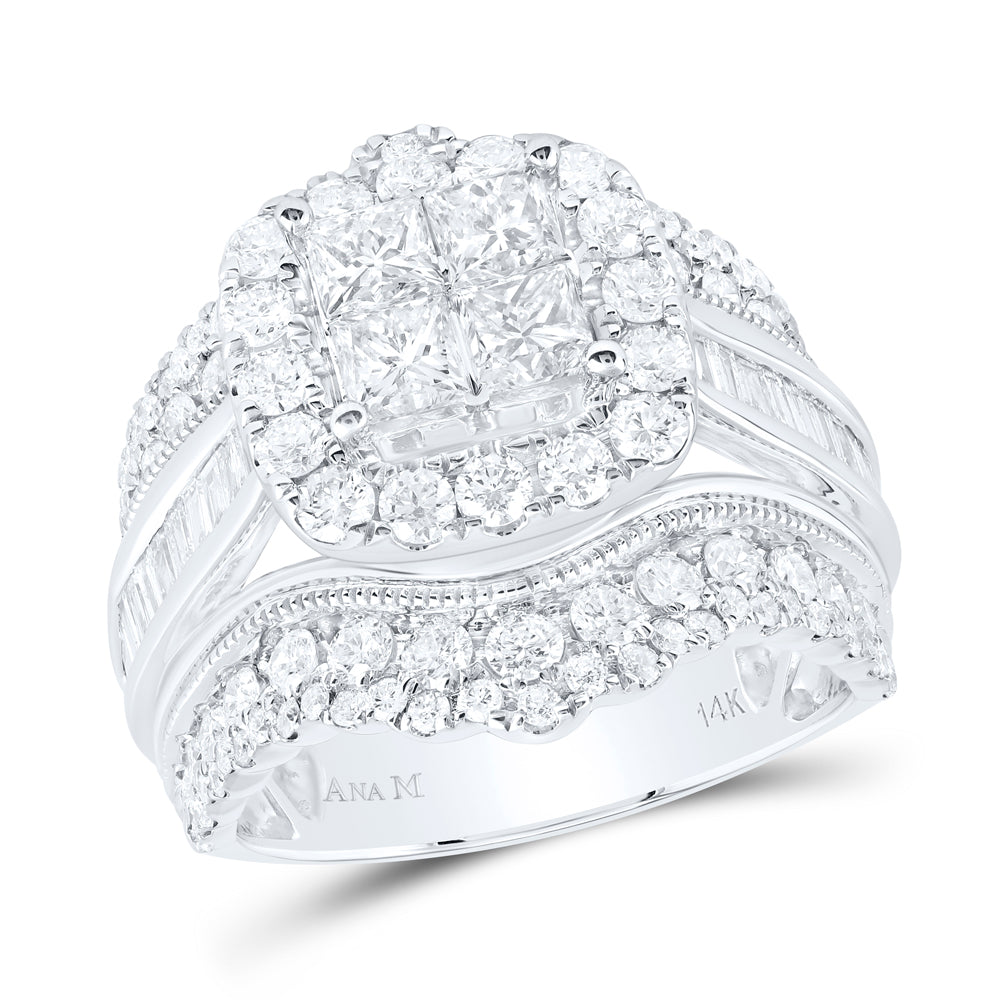 3Ctw-Nat Dia Cn Cushion Single Halo Bridal Set (9.31 grams)