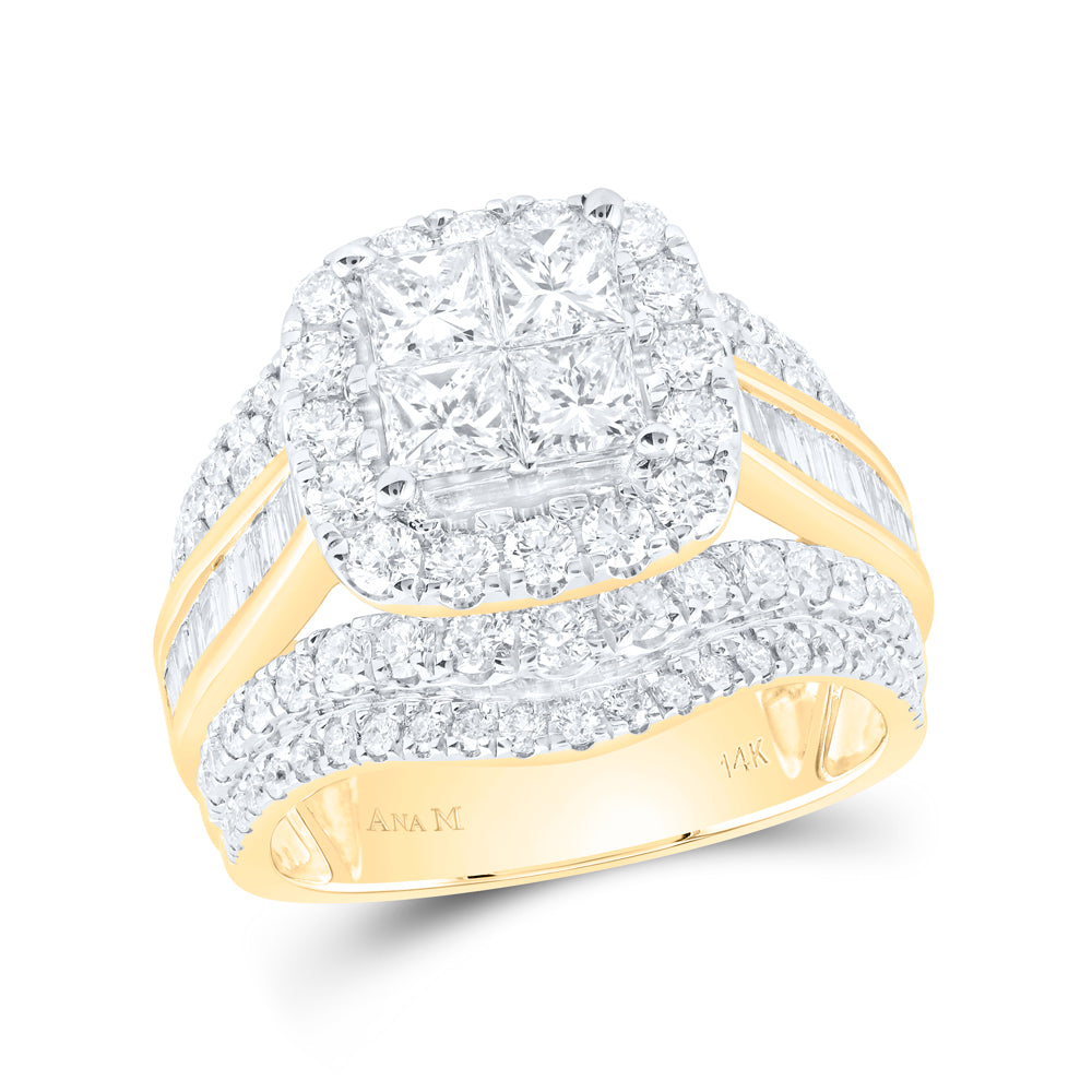 3Ctw-Nat Dia Cn Cushion Single Halo Bridal Set (9.08 grams)