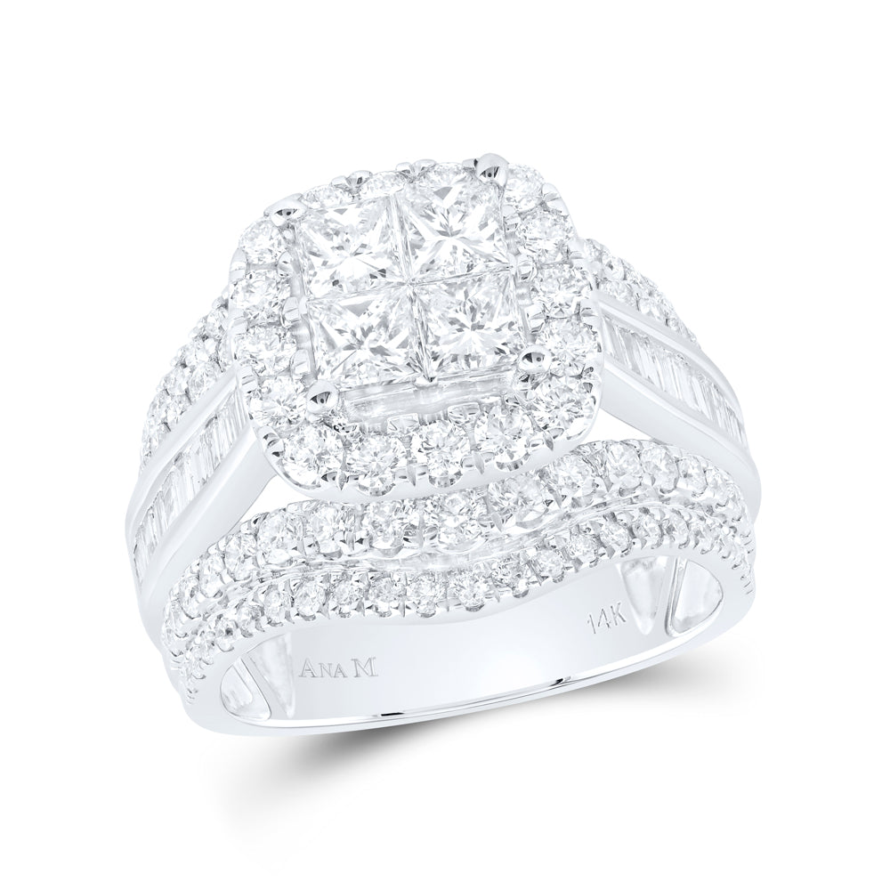 3Ctw-Nat Dia Cn Cushion Single Halo Bridal Set (9.39 grams)