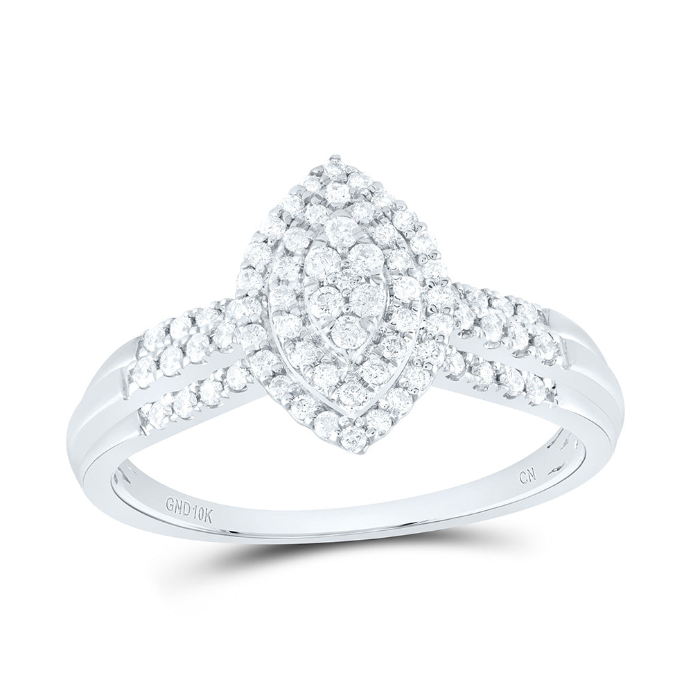 1/3Ctw-Nat Dia Cn Marquise Double Halo Bridal Ring (2.88 grams)