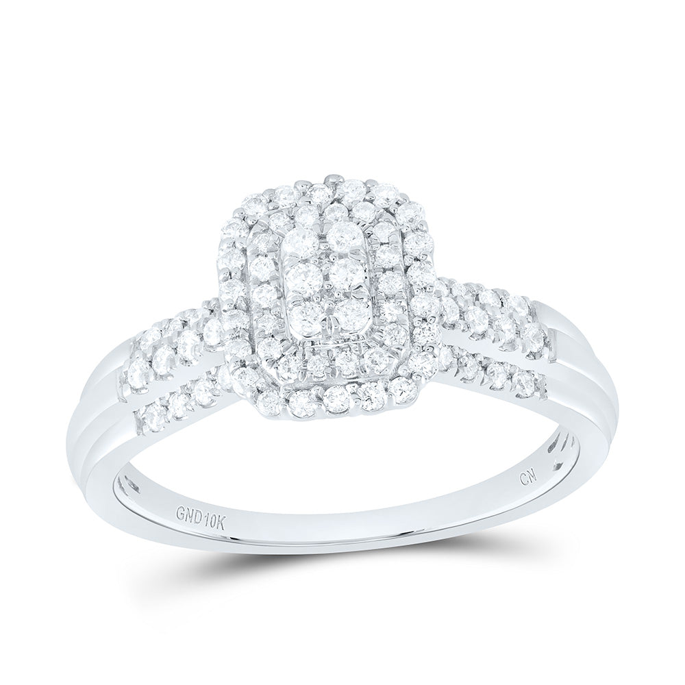 1/3Ctw-Nat Dia Cn Emerald Double Halo Bridal Ring (2.83 grams)