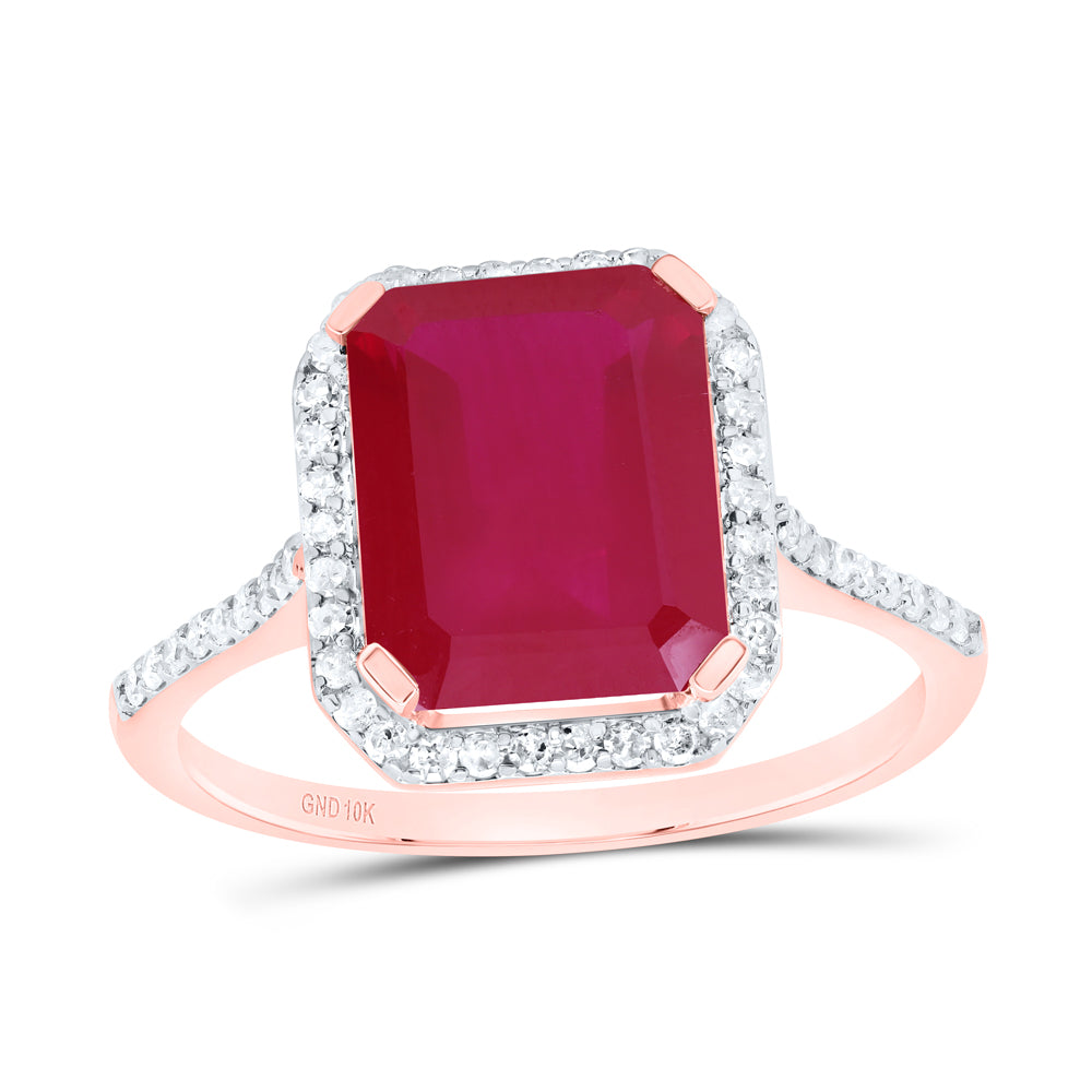 1/4Ctw-Nat Dia P1 10X8 Mm Em-Ru Synthetic Ring (2.07 grams)