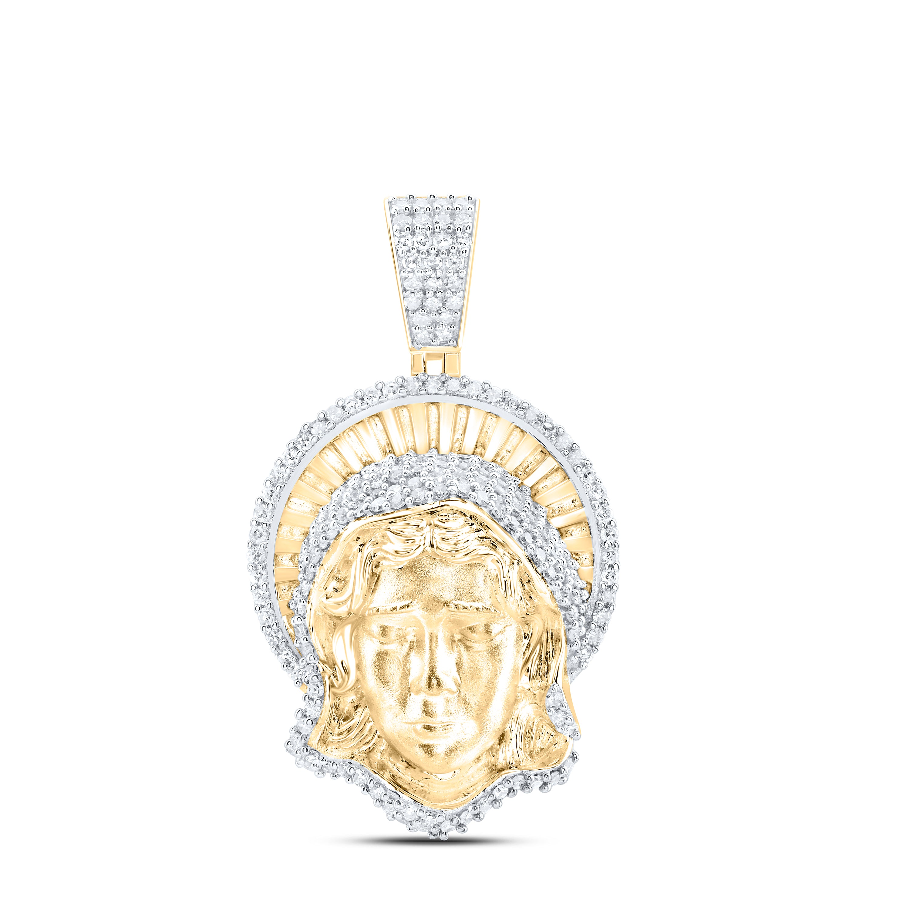 10Kt Gold 1Ctw-Dia Nk Mother Mary Mens Charm