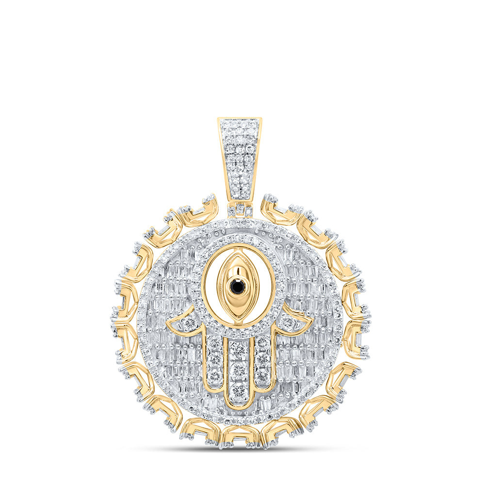 10Kt Gold 2 Ctw-Dia Nk Evil Eye Hamza Mens Charm