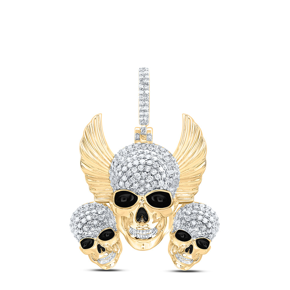 10Kt Gold 1Ctw-Dia Nk Skull Mens Charm