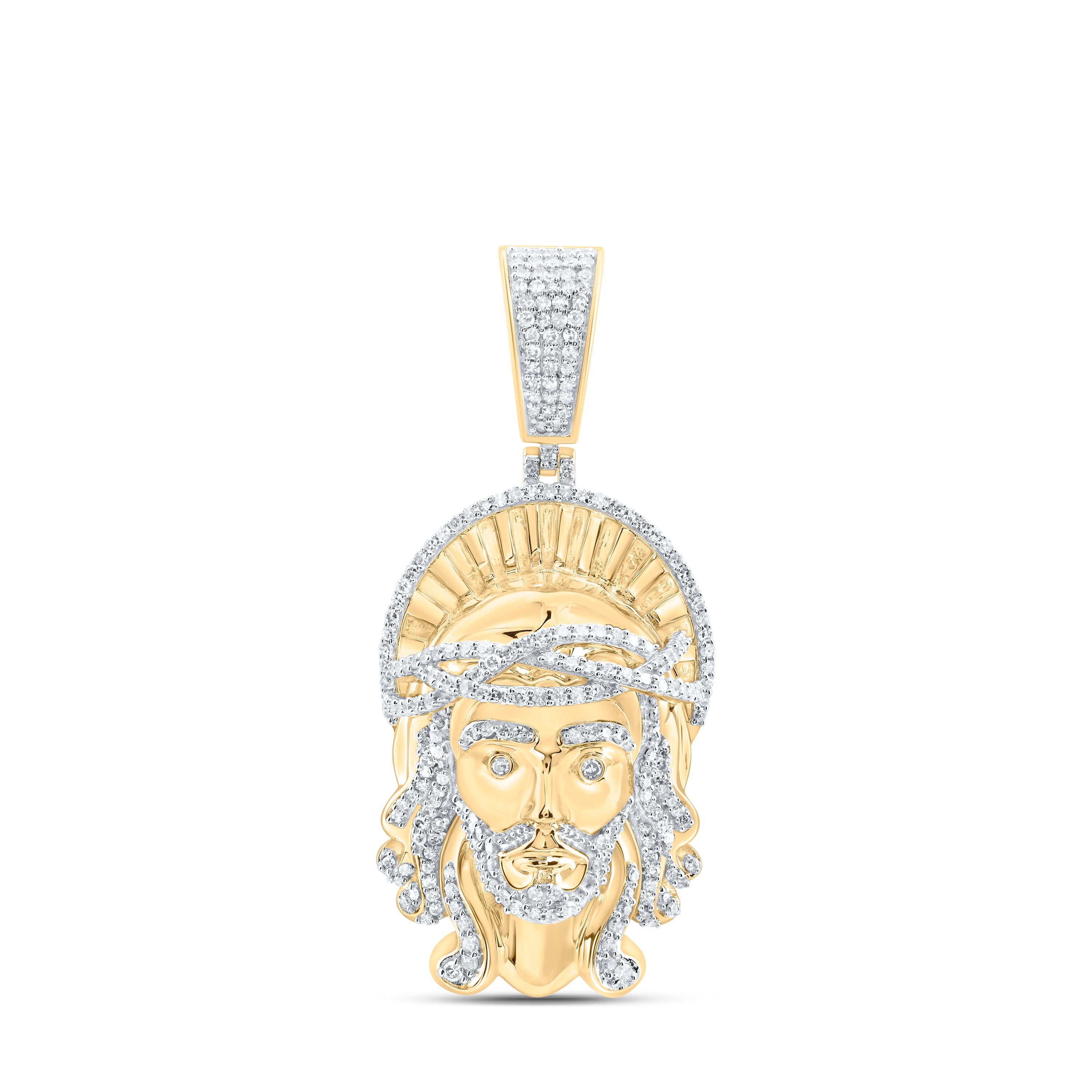 10Kt Gold 1Ctw-Dia Nk Jesus Mens Charm