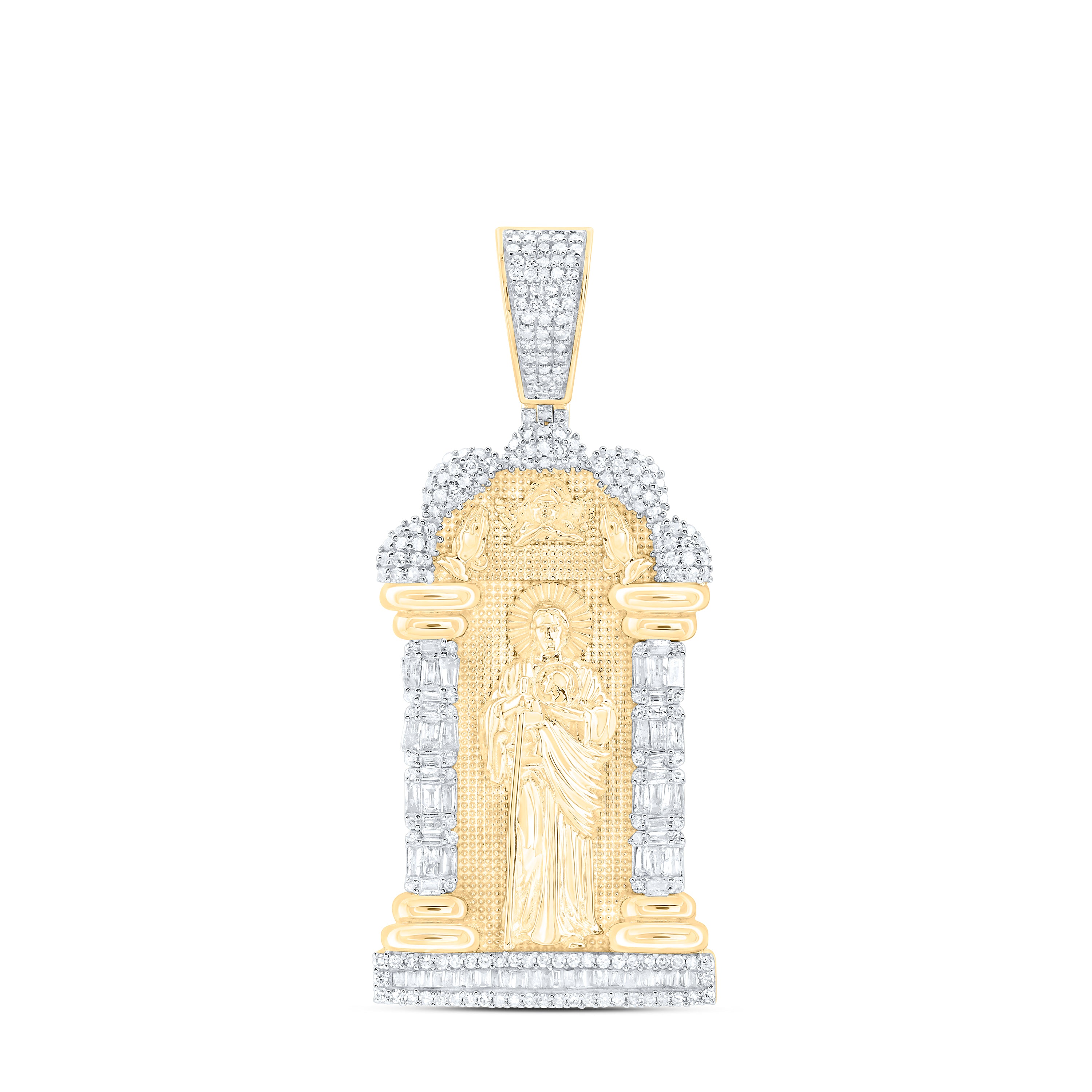 14Kt Gold 1 1/3Ctw-Dia Nk St.Jude  Mens Charm