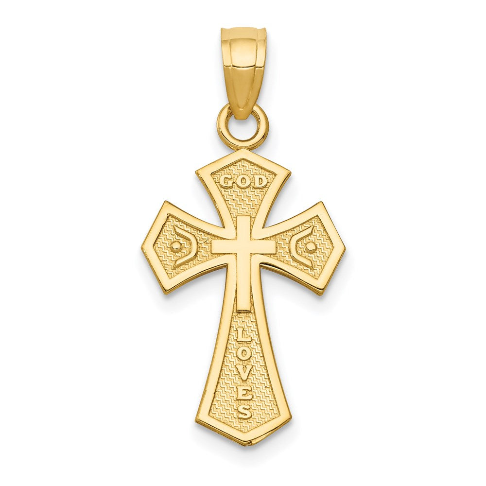 14k Yellow Gold 12 mm Reversible Passion Cross Pendant (0.88 grams)