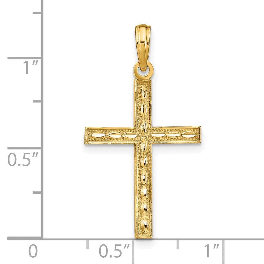 14k Yellow Gold 17 mm Reversible FAITH HOPE LOVE Cross Pendant (0.94 grams)